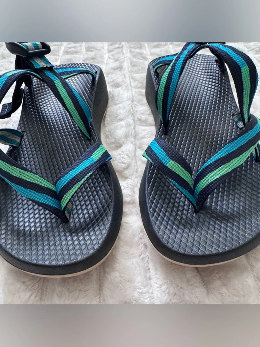 Chaco 9 Tegu Blue & Green Strap Sandals ~ Outdoor Hiking Water Adjustable - Picture 3 of 8
